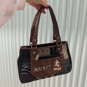 Vintage Mickey Mouse Brown and Black Shoulder Bag